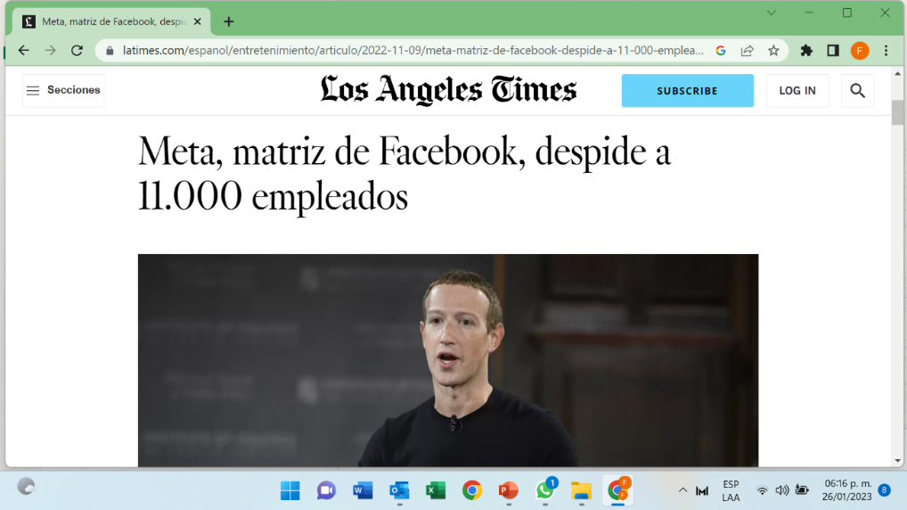 Meta, matriz de Facebook, despide a 11,000 empleados.